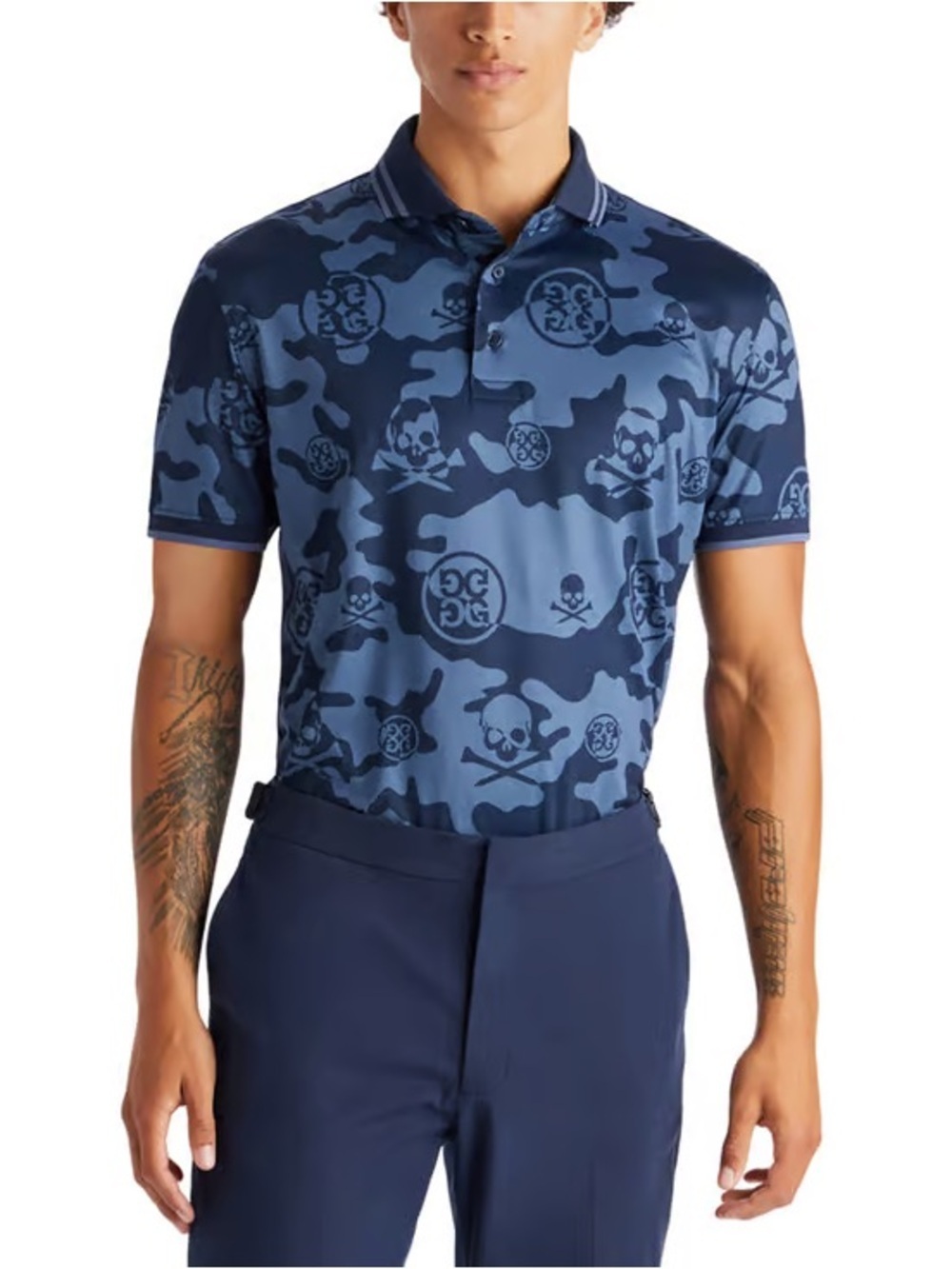 NEW G/FORE men's exploded icon camo tech jersey slim fit polo top in twilight